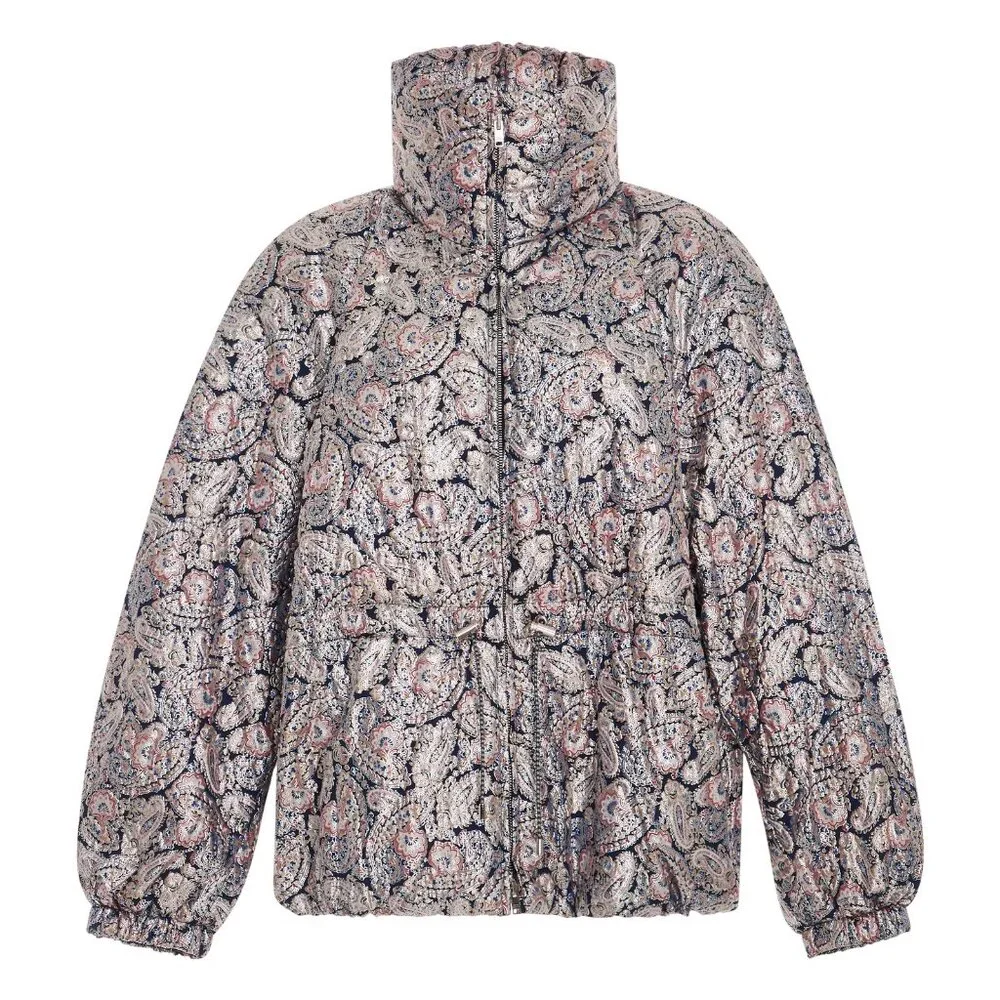 ★ Worn Once! ★ Isabel Marant Calvin Metallic Paisley Puffer Jacket - Picture 3 of 8